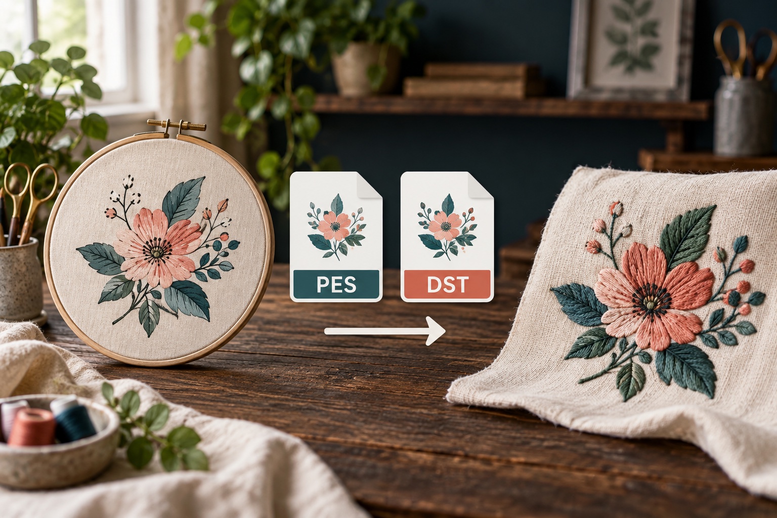 PES embroidery file converted to a DST stitch file