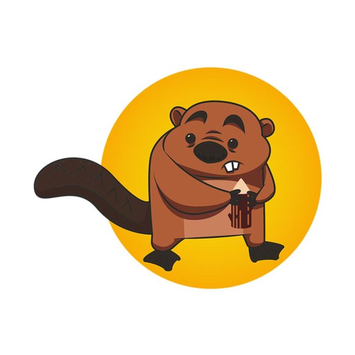 Beaver Hiding Timber Vector Art