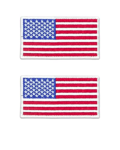DigitEMB American Flag Hook & Loop Patches, 2 Pack, 3 x 1.66, 1.5 x 1 in
