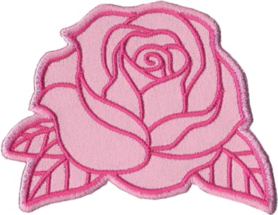 DigitEMB Pink Rose Iron On Patch - Embroidered Floral Applique