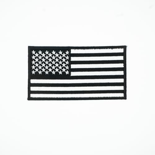 DigitEMB Black & White American Flag Patch 8" x 4.44" Extra Large Embroidered Subdued USA Flag Iron On & Sew On Patch Tactical Military Morale Badge for Jackets, Vests, Hats, Backpacks & Gear