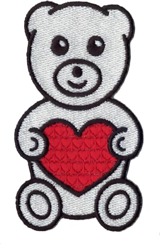 DigitEMB Teddy Bear Patch Iron On Heart Bear Kids Applique 2.6x4.5 Inch