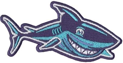 DigitEMB Shark Iron On Patch, Embroidered Sew On Kids Applique 3.5 Inch