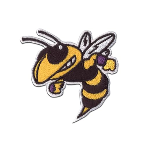 DigitEMB Bee Patch Embroidered Hornet Mascot Hook and Loop Patch 2.5in