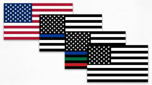 American Flag Stickers Variety Pack 5x3 Inch Vinyl USA Decals for Cars Trucks Laptops, Thin Blue Line Bumper Stickers, Waterproof UV Resistant