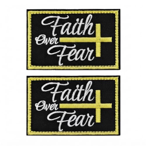 DigitEMB Faith Over Fear Patches Christian Iron On & Hook and Loop