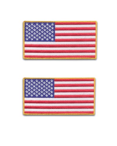 DigitEMB American Parent Flag Embroidered Patches Iron On Sew On USA Flag